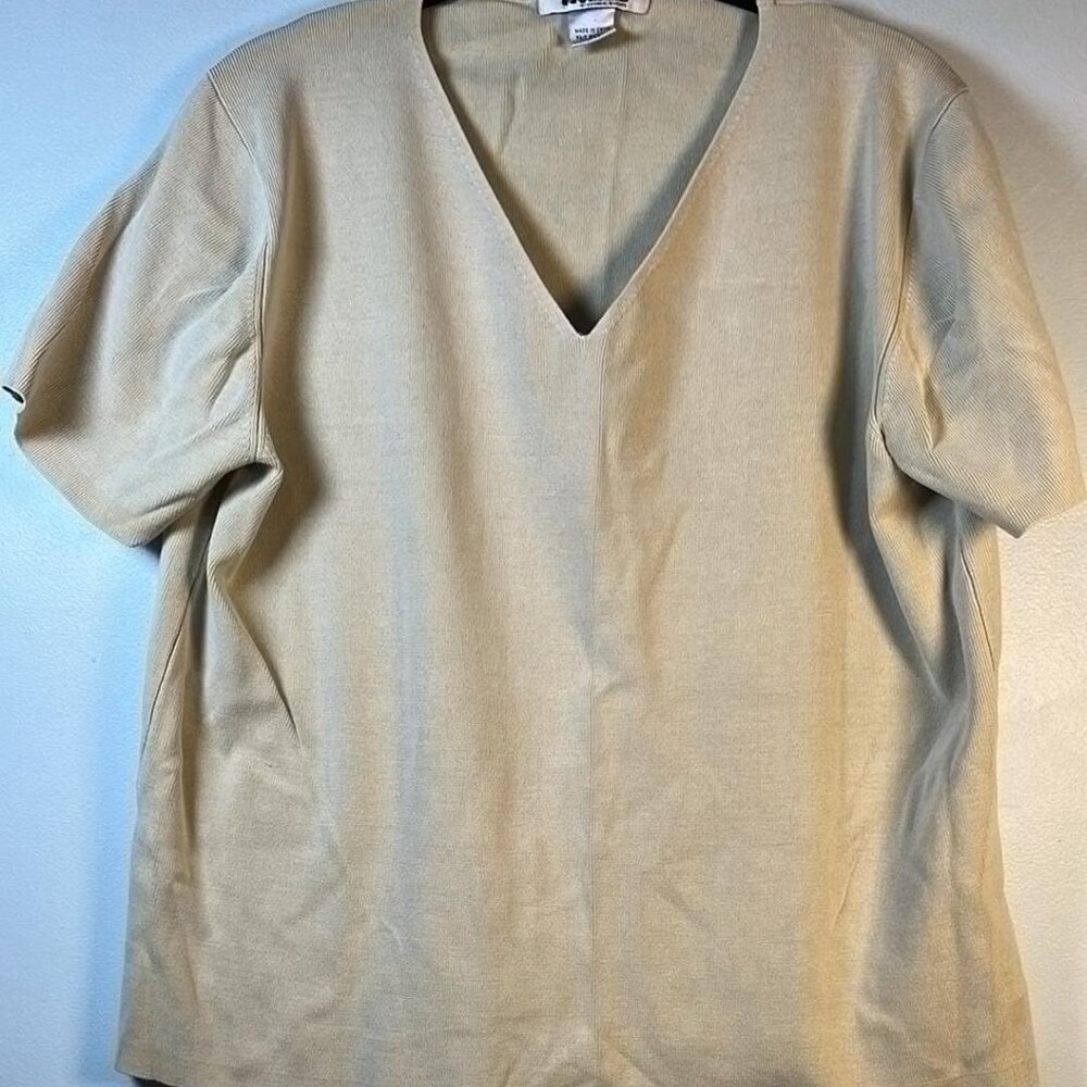 Nygard Silk Blend Short Sleeve top SZ XL Office Basic Wardrobe Foundation Lagenl